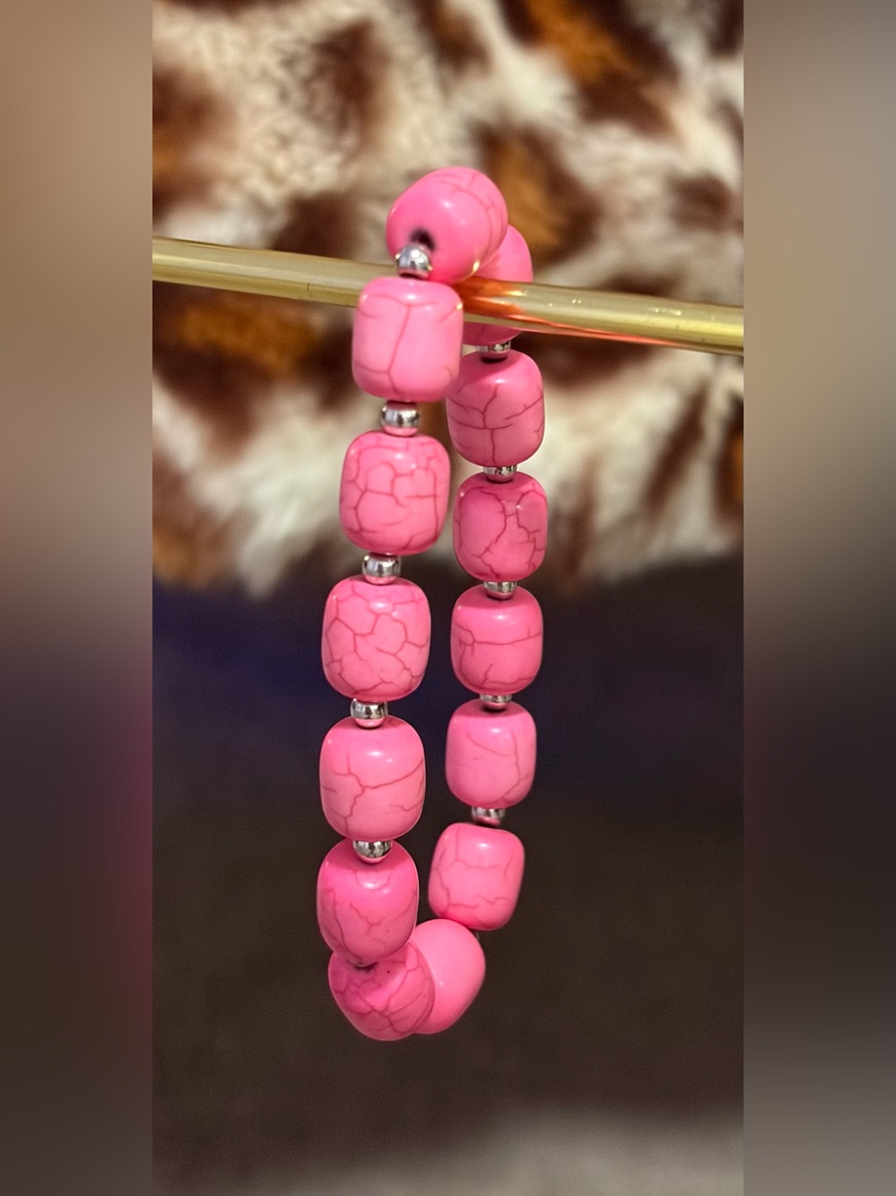 Pink Beaded Stretch Bracelet